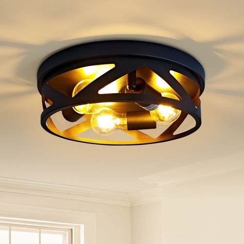 Black industrial flush mount - industrial,